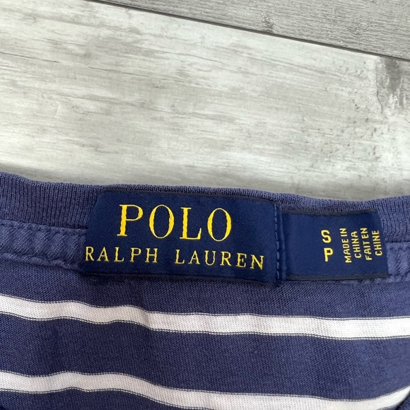 Polo Ralph Lauren Navy w/ White Stripe V-Neck T-Shirt S - Picture 4 of 5